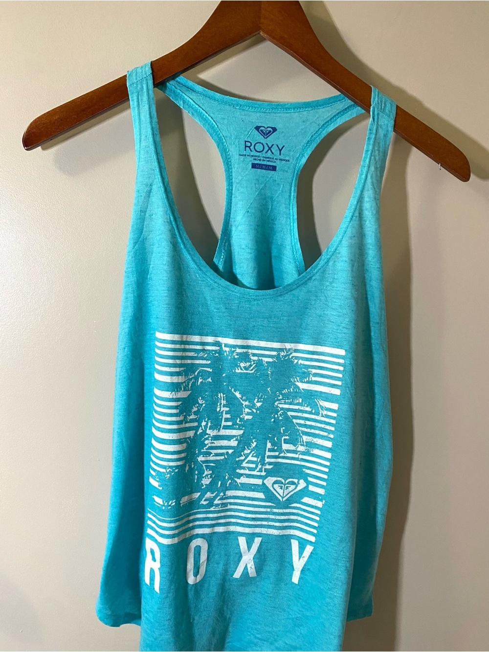 Roxy Turquoise Palm Tree Racerback Tank